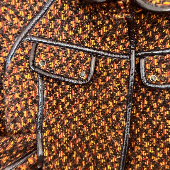 Bomber Jacket Brown and Orange Tweed Wool Boucle Size M-L - Picture 5 of 8